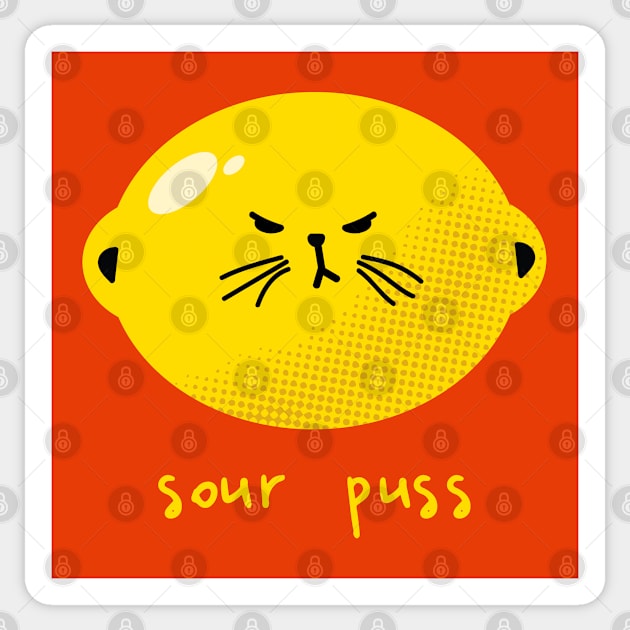 Sour Puss Lemon Kitty Cat Curmudgeon Sticker by SeaLAD